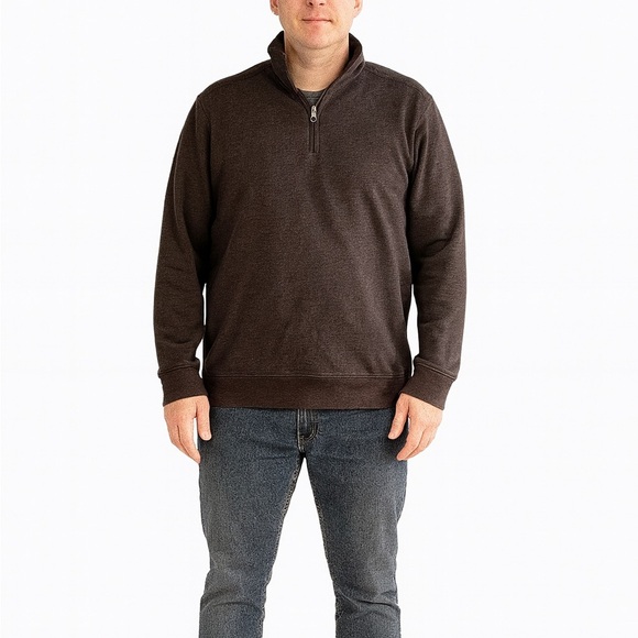 Croft & Barrow Size Small Extra Soft 1/4 Zip Brown Pullover Sweatshirt. - Picture 1 of 5